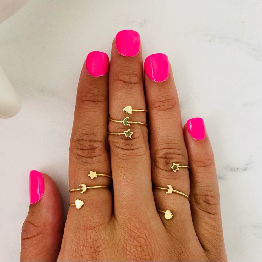 Adjustable Star Moon and Heart Ring
